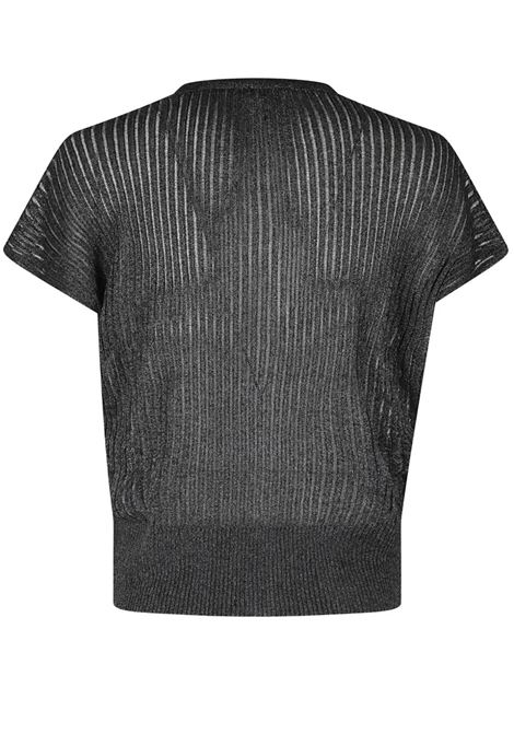 cardigan a coste donna nero ROBERTO COLLINA | 261FXA3704209
